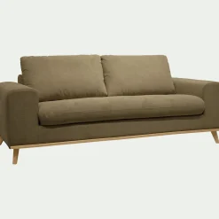 Canapé 3 places convertible en tissu crown - vert cèdre