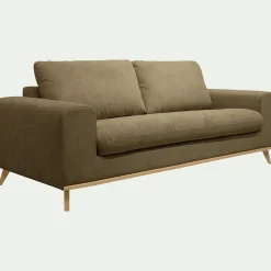 Canapé 3 places convertible en tissu crown - vert cèdre