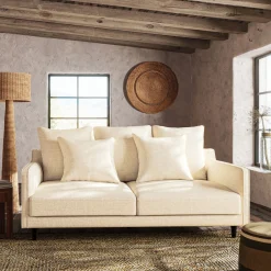 Canapé 3 places convertible en tissu - beige roucas