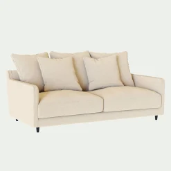 Canapé 3 places convertible en tissu - beige roucas