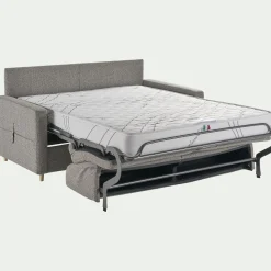 Canapé 3 places convertible en tissu matelas densité 35kg/m3 - gris