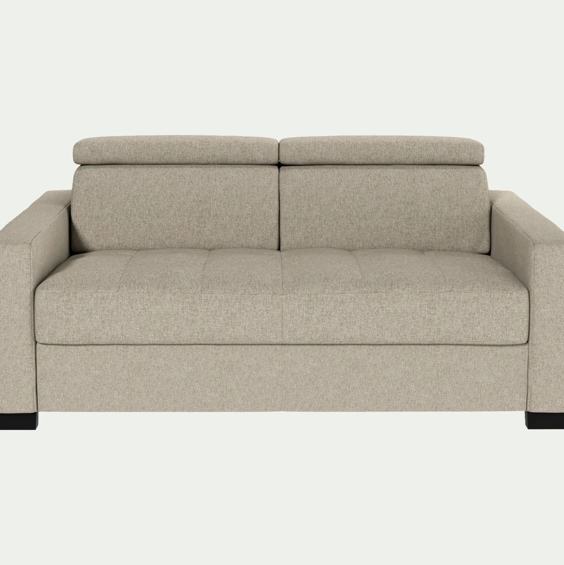 Canapé 2 places convertible en tissus pop avec accoudoirs 15cm - beige