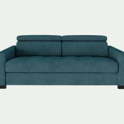 Canapé 3 places convertible en tissu monclar avec accoudoirs 15cm - bleu niolon