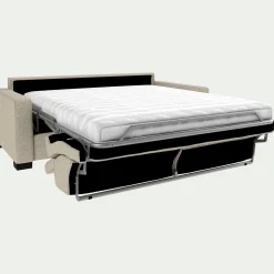 Canapé 3 places convertible avec matelas Bultex en pop avec accoudoirs 15cm - beige