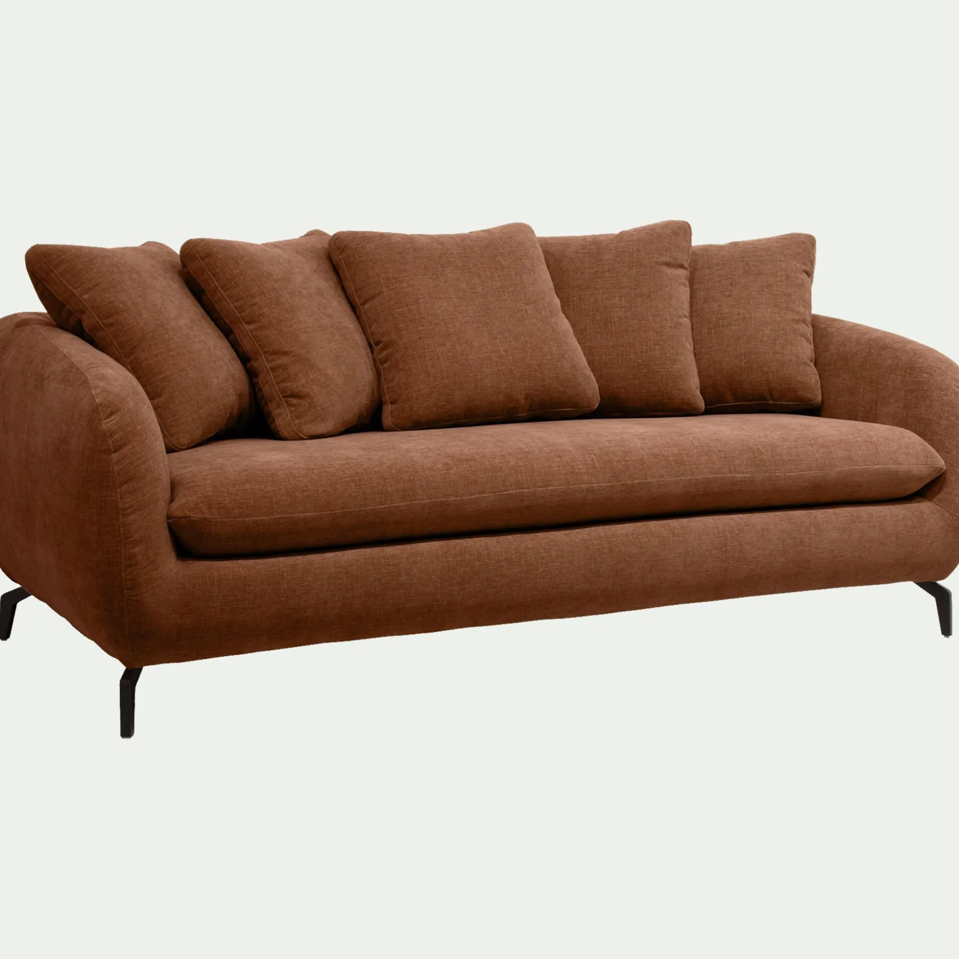 Canapé 3 places convertible en tissu tramé - brun rustrel