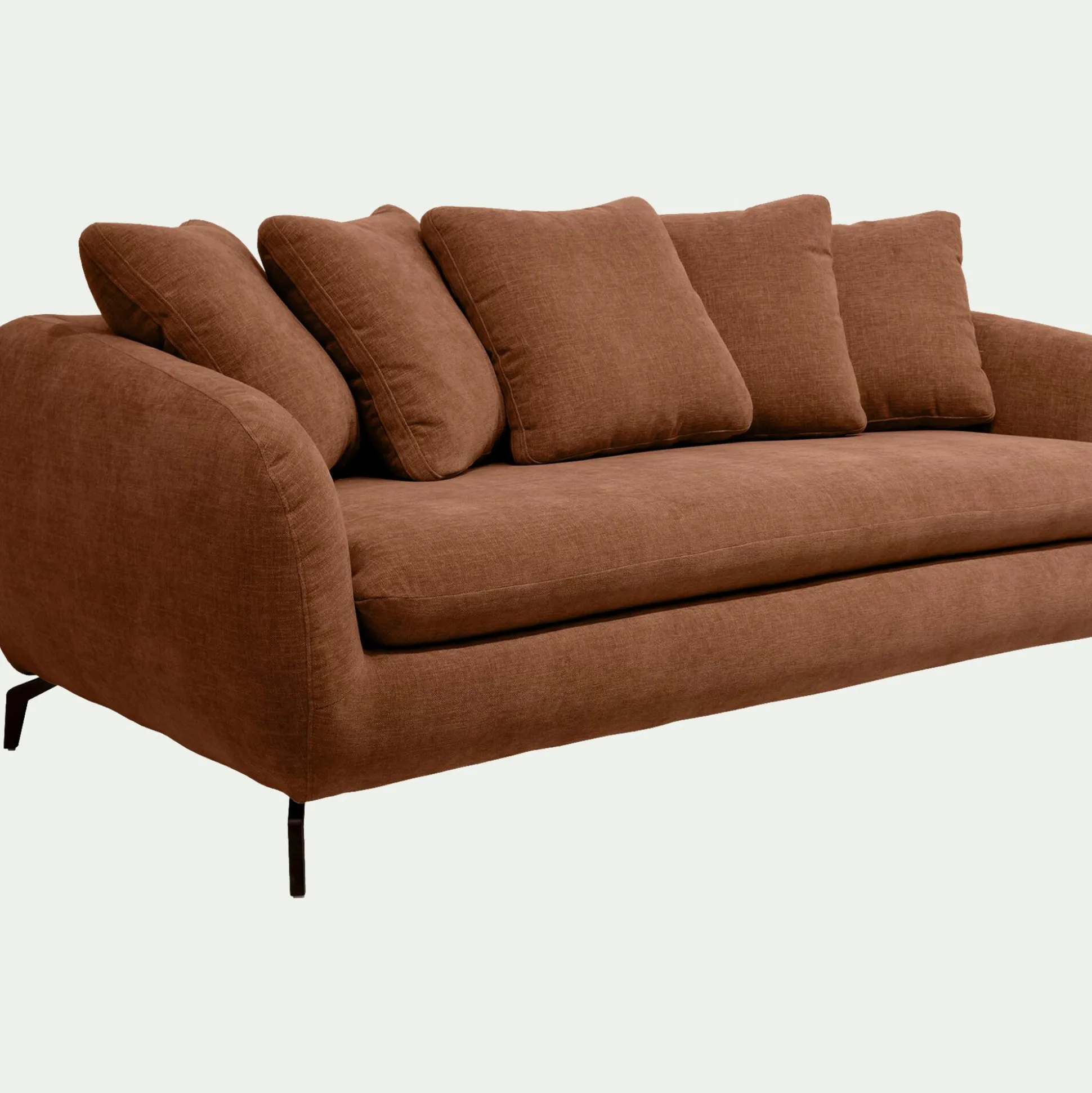 Canapé 3 places convertible en tissu tramé - brun rustrel