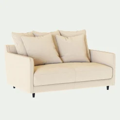 Canapé 2 places convertible en tissu - beige roucas