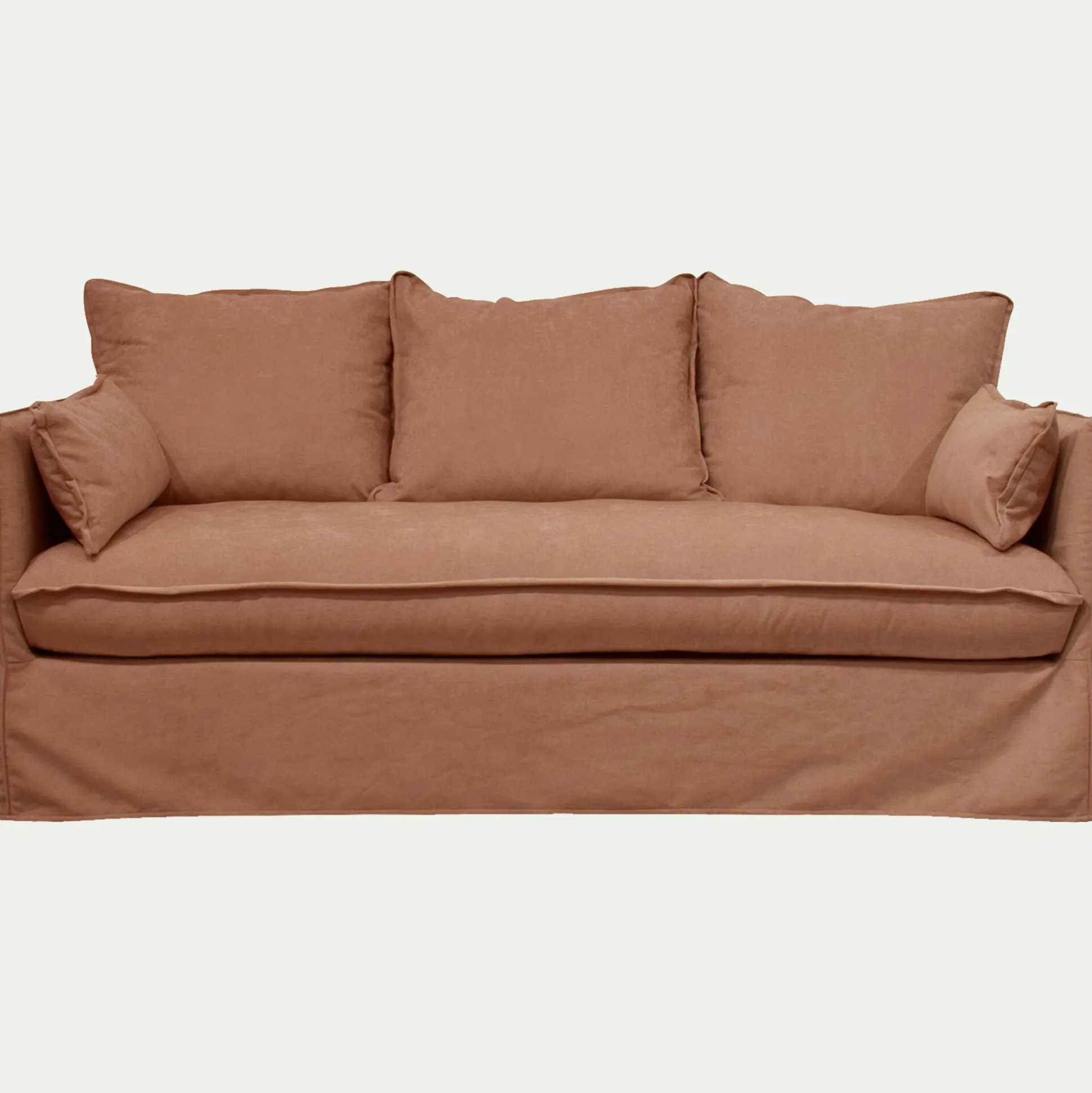 Canapé 3 places convertible en tissu wind - terracotta