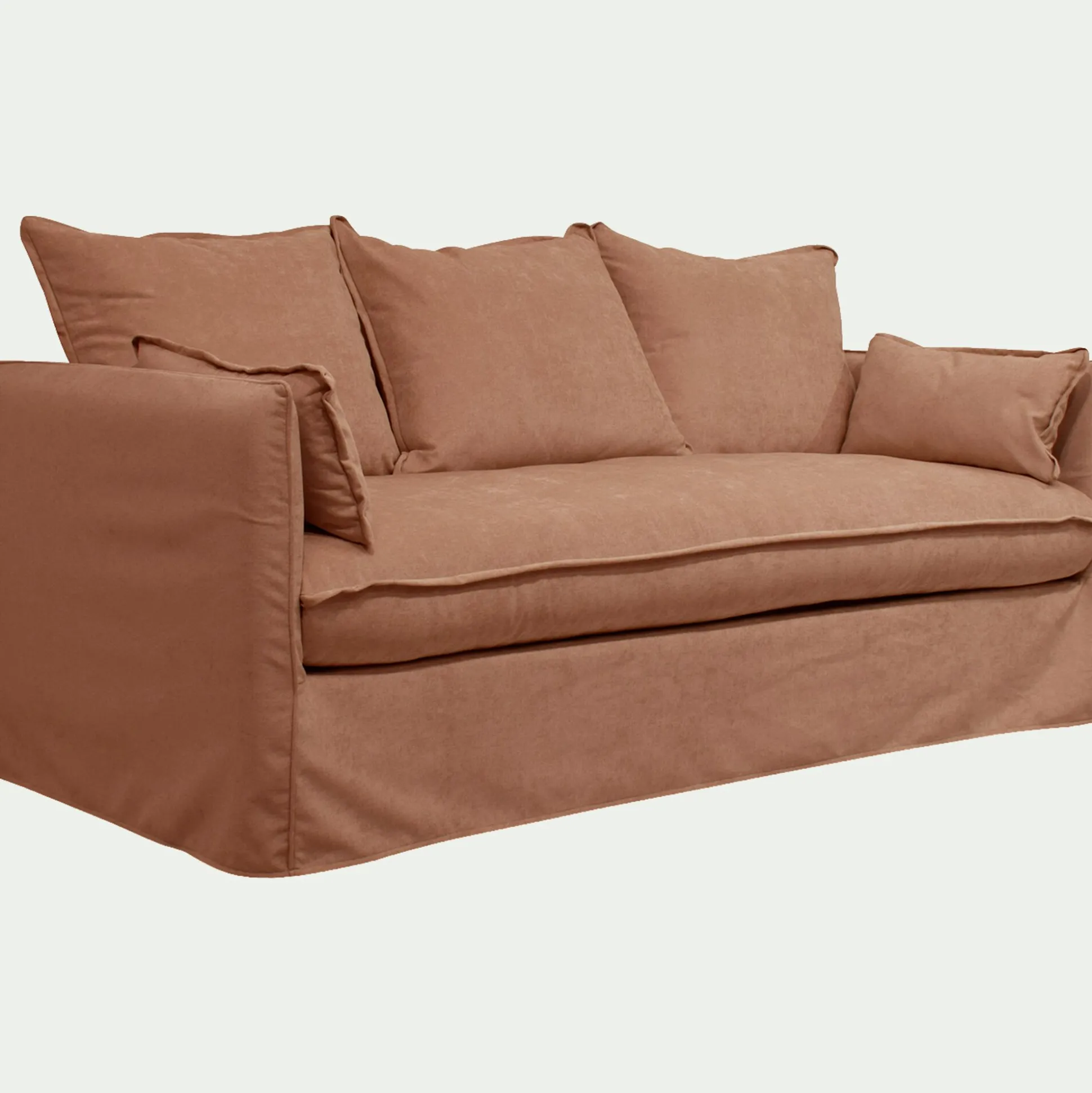 Canapé 3 places convertible en tissu wind - terracotta