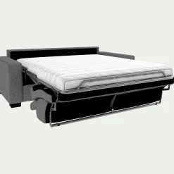 Canapé 3 places convertible en tissu pop avec matelas Bultex et accoudoirs 20cm - gris moyen