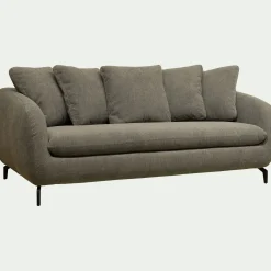 Canapé 3 places convertible en tissu doux - vert garrigue