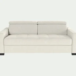 Canapé 3 places convertible avec matelas Bultex en cuir avec accoudoirs 15cm - blanc