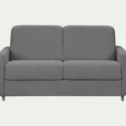 Canapé 3 places convertible en tissu Stella densité 25kg/m3 - gris restanque
