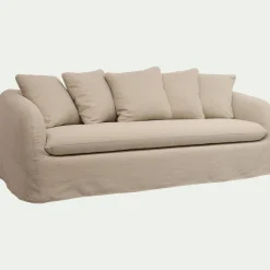 Canapé 4 places convertible en lin - beige alpilles