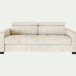 Canapé 3 places convertible en tissu genesis avec accoudoirs 20cm - blanc ventoux