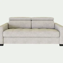 Canapé 2 places convertible en tissu monclar avec accoudoirs 15cm - beige roucas