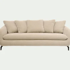 Canapé 4 places convertible en tissu - blanc écru