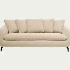 Canapé 3 places convertible en tissu - blanc écru