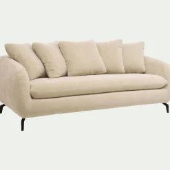 Canapé 3 places convertible en tissu - blanc écru