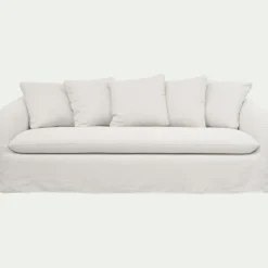 Canapé 4 places convertible en lin - blanc