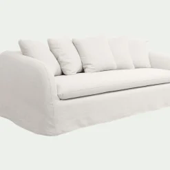 Canapé 4 places convertible en lin - blanc