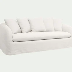 Canapé 3 places convertible en lin - blanc