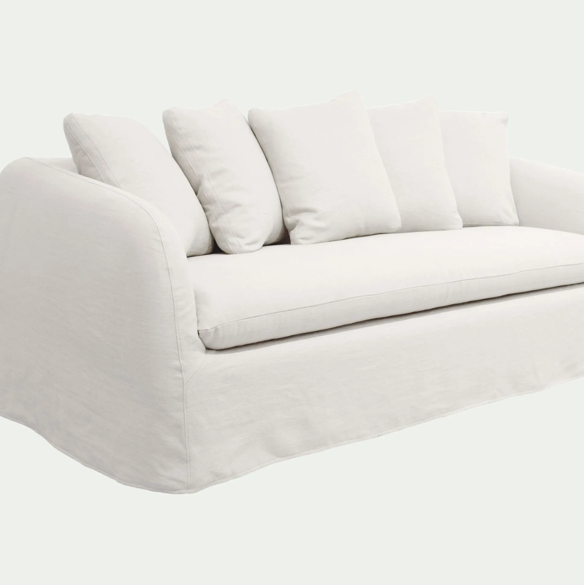 Canapé 3 places convertible en lin - blanc