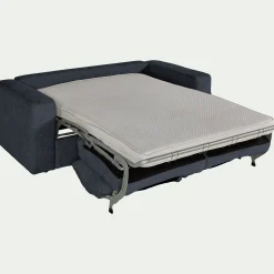 Canapé 3 places convertible en tissu chenille benjo - bleu marine