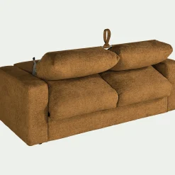 Canapé 3 places convertible en tissu chenille benjo - jaune argan