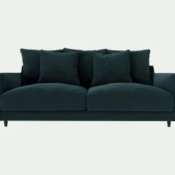 Canapé 3 places convertible en tissu velvet - bleu foncé