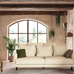 Canapé 4 places convertible en tissu - beige roucas