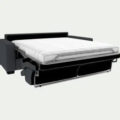 Canapé 3 places convertible en tissu pop avec matelas Bultex et accoudoirs 20cm - gris anthracite