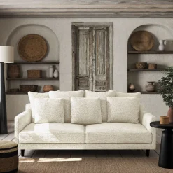 Canapé 4 places convertible en tissu genesis - blanc ventoux