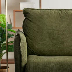 Canapé 4 places convertible en tissu avec matelas densité 35kg/m3 - vert cèdre