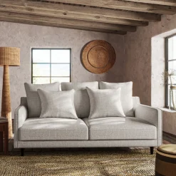 Canapé 3 places convertible en tissu - gris borie