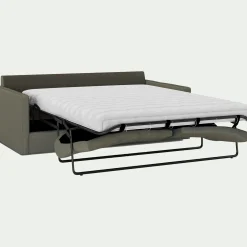 Canapé 3 places convertible avec matelas Bultex en lin et viscose - vert cèdre