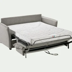 Canapé 3 places convertible en tissu Stella avec matelas densité 25kg/m3 - gris moyen