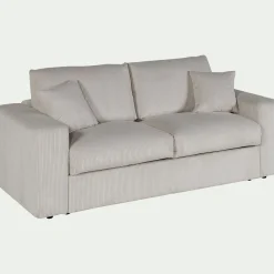Canapé 3 places convertible en velours côtelé - beige roucas