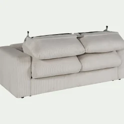 Canapé 3 places convertible en velours côtelé - beige roucas