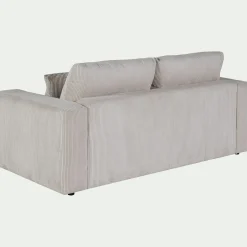 Canapé 3 places convertible en velours côtelé - beige roucas
