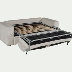 Canapé 3 places convertible en velours côtelé - beige roucas