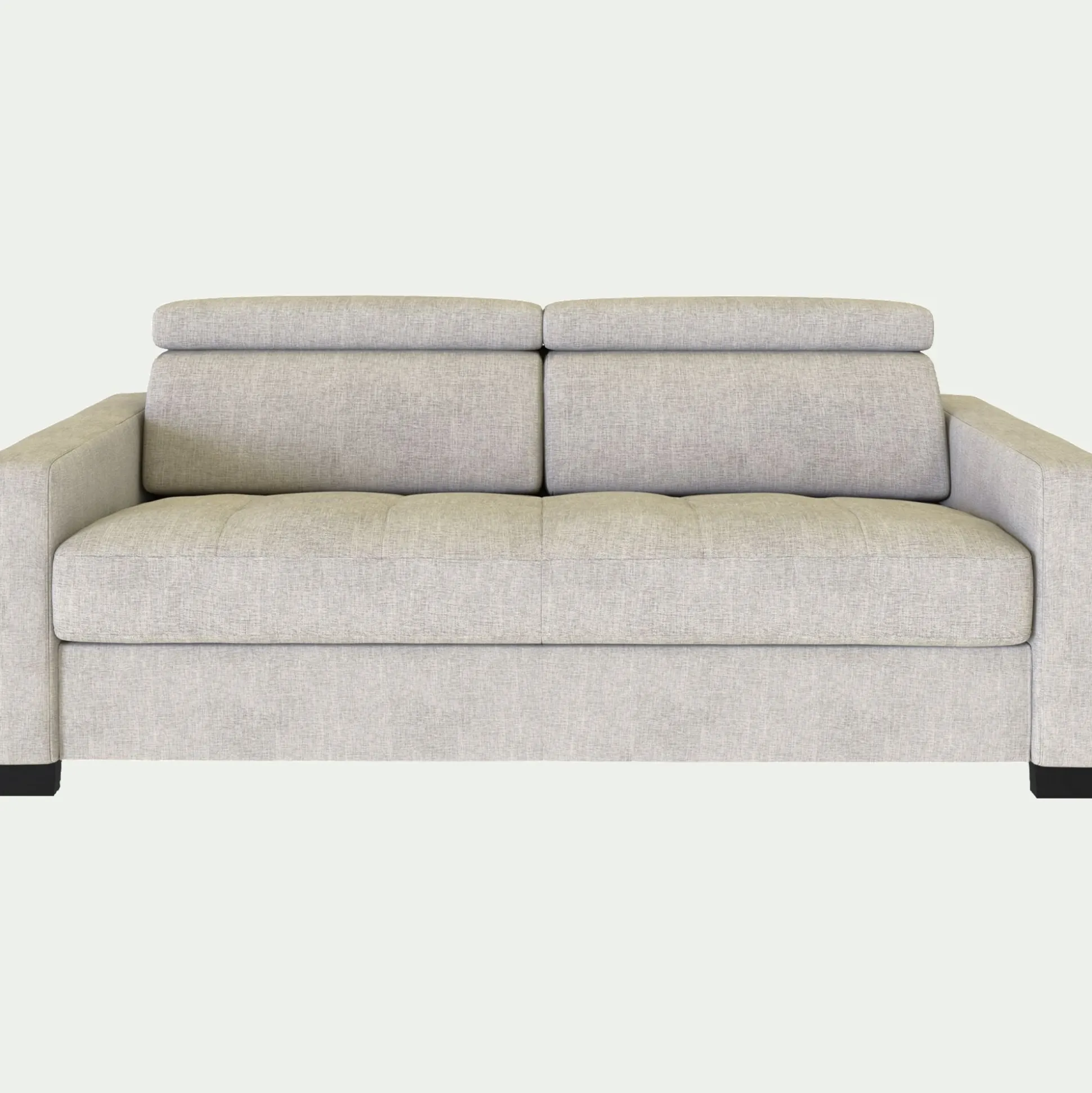 Canapé 2 places convertible matelas Bultex en tissus monclar avec accoudoirs 15cm - beige roucas