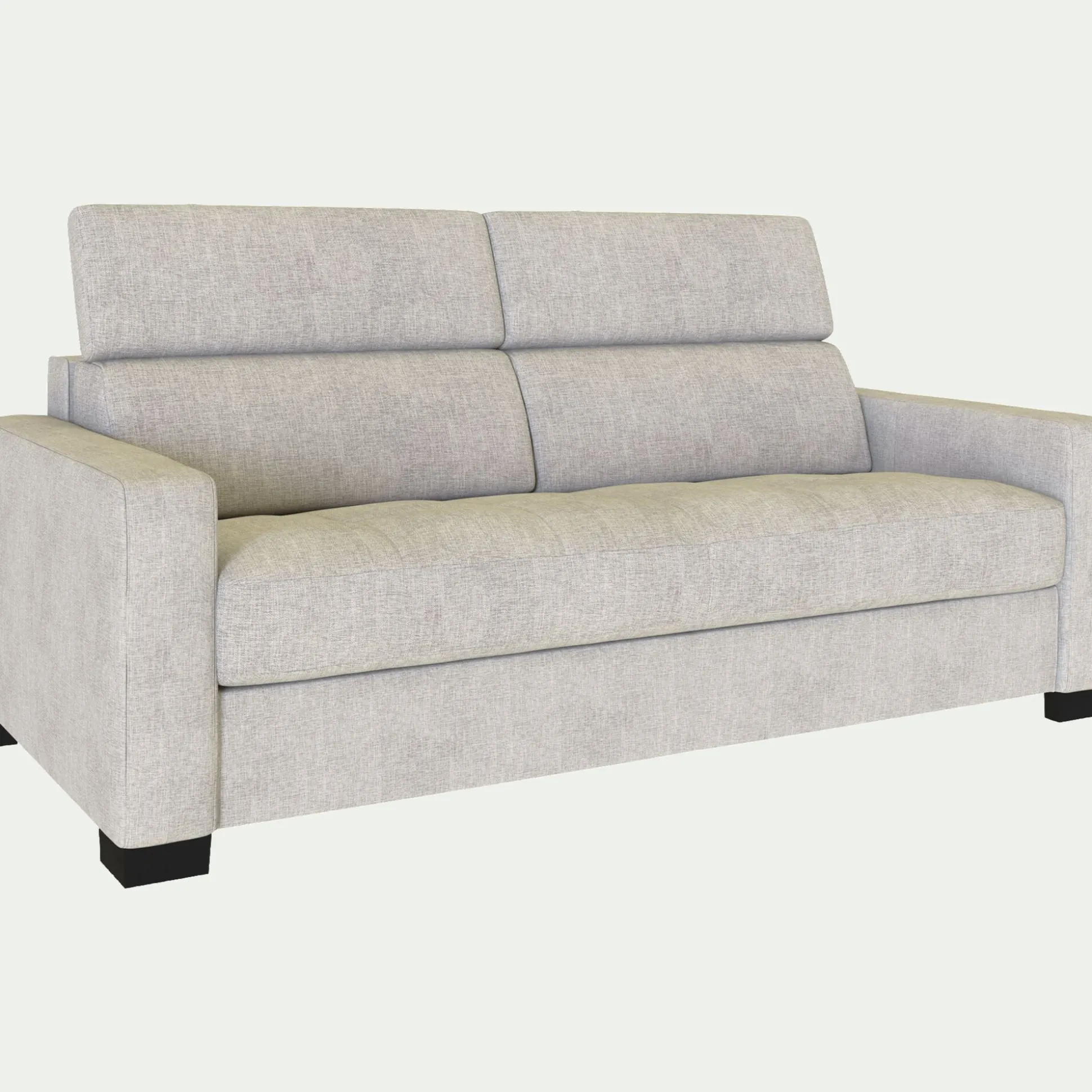 Canapé 2 places convertible matelas Bultex en tissus monclar avec accoudoirs 15cm - beige roucas