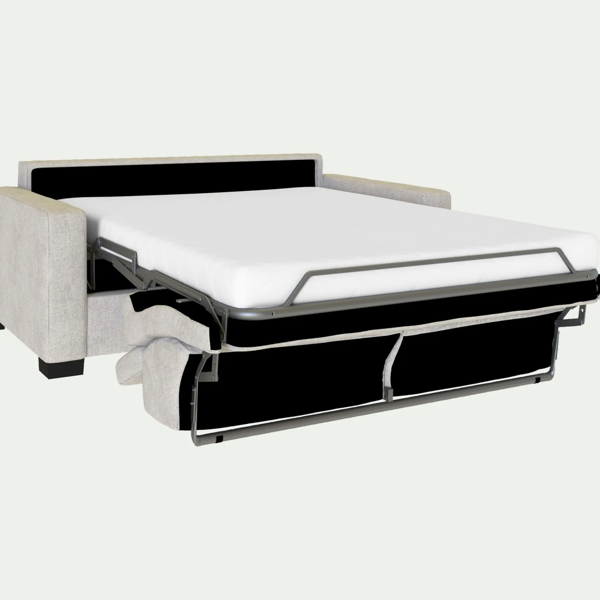 Canapé 2 places convertible matelas Bultex en tissus monclar avec accoudoirs 15cm - beige roucas