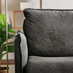 Canapé 4 places convertible en tissu Sogno avec matelas densité 35kg/m3 - gris anthracite