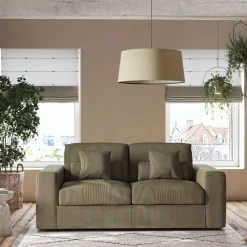 Canapé 3 places convertible en velours côtelé - vert cèdre