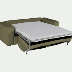 Canapé 3 places convertible en velours côtelé - vert cèdre