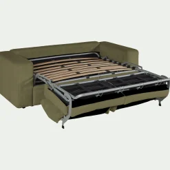 Canapé 3 places convertible en velours côtelé - vert cèdre