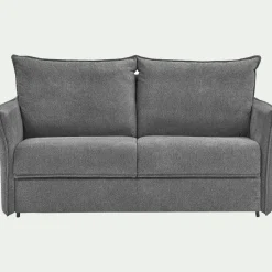 Canapé 3 places convertible en tissu avec matelas densité 25kg/m3 - gris restanque