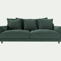 Canapé 4 places convertible matelas bultex en tissu velvet - vert sauge